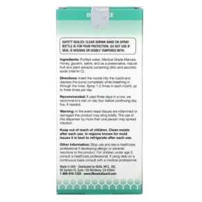 Thành phần vi chất của ManukaGuard Manuka Honey Medical Grade Extra Strength Nasal Spray 0.65 fl oz (20 ml) 858631002579