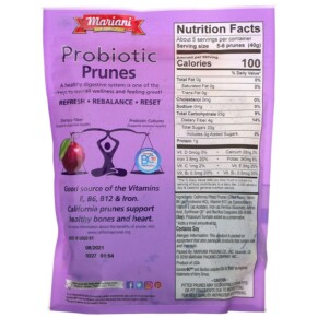 Thành phần vi chất của Mariani Dried Fruit Family Probiotic Prunes 7 oz (198 g) 071022340115