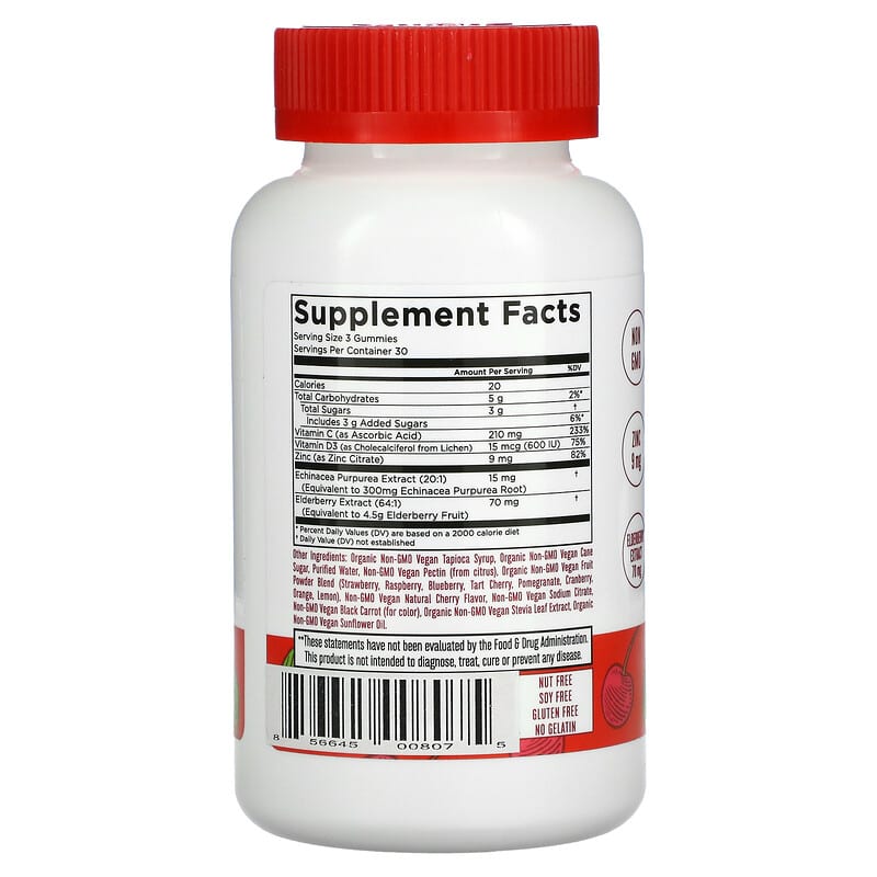 MaryRuth Organics Immunity Gummies Pectin Based Cherry 90 Gummies 2 Thành phần vi chất của MaryRuth Organics Immunity Gummies Pectin Based Cherry 90 Gummies 856645008075