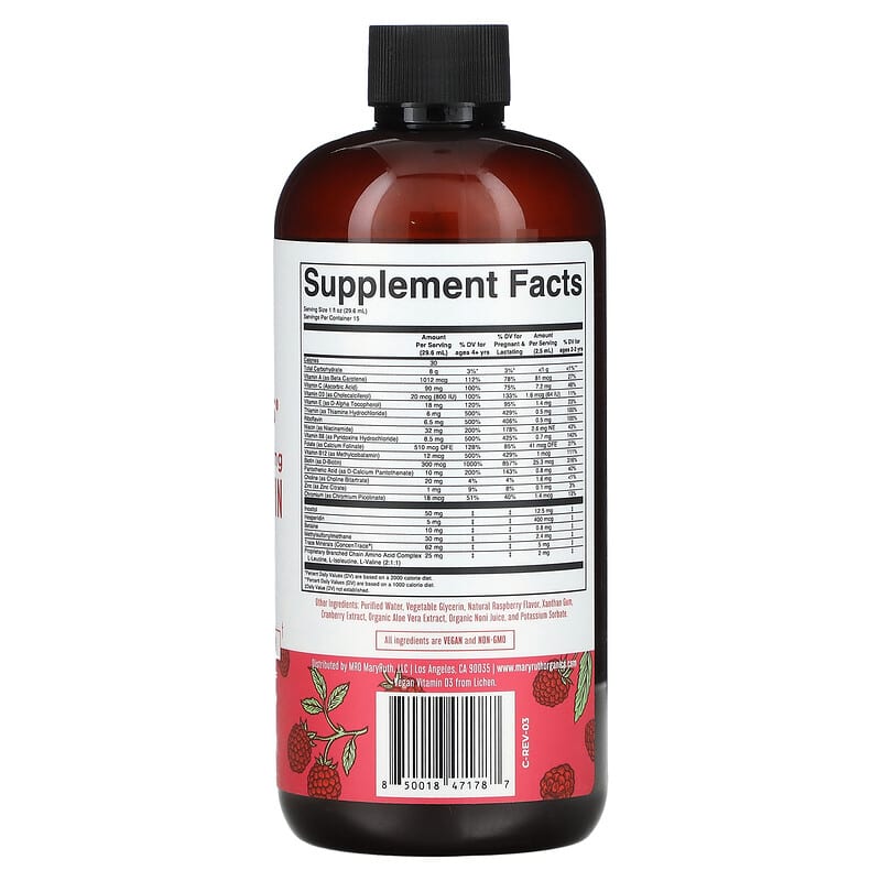 MaryRuth Organics Liquid Morning Multivitamin Raspberry 15.22 fl oz (450 ml) 2 Thành phần vi chất của MaryRuth Organics Liquid Morning Multivitamin Raspberry 15.22 fl oz (450 ml) 850018471787