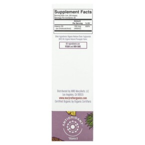 Thành phần vi chất của MaryRuth Organics Megadose Vitamin D3 Organic Liquid Drops Pineapple 1 fl oz (30 ml) 850036700630