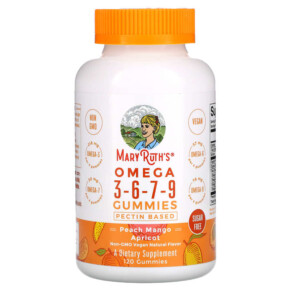 Thực phẩm chức năng MaryRuth Organics Omega 3-6-7-9 Gummies Peach Mango Apricot Sugar Free 120 Gummies 856645008068