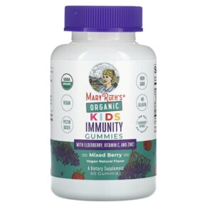 Thực phẩm chức năng MaryRuth Organics Organic Kids Immunity Gummies with Elderberry Vitamin C and Zinc Mixed Berry 60 Gummies 810104620253