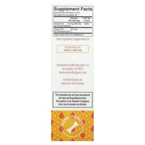 Thành phần vi chất của MaryRuth Organics Organic Toddler Vitamin D3 + K2 Liquid Drops 1-3 Years Unflavored 1 fl oz (30 ml) 850018471404