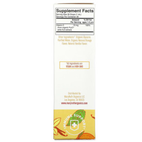 Thành phần vi chất của MaryRuth Organics Toddler Vitamin C Liquid Drops 1-3 Years Orange + Vanilla 1 fl oz (30 ml) 850018471312