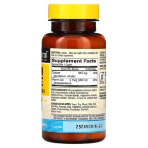 Thành phần vi chất của Mason Natural Calcium Citrate Plus Vitamin D3 60 Caplets 311845123756