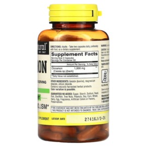 Thành phần vi chất của Mason Natural Cinnamon 500 mg 100 Capsules 311845146519