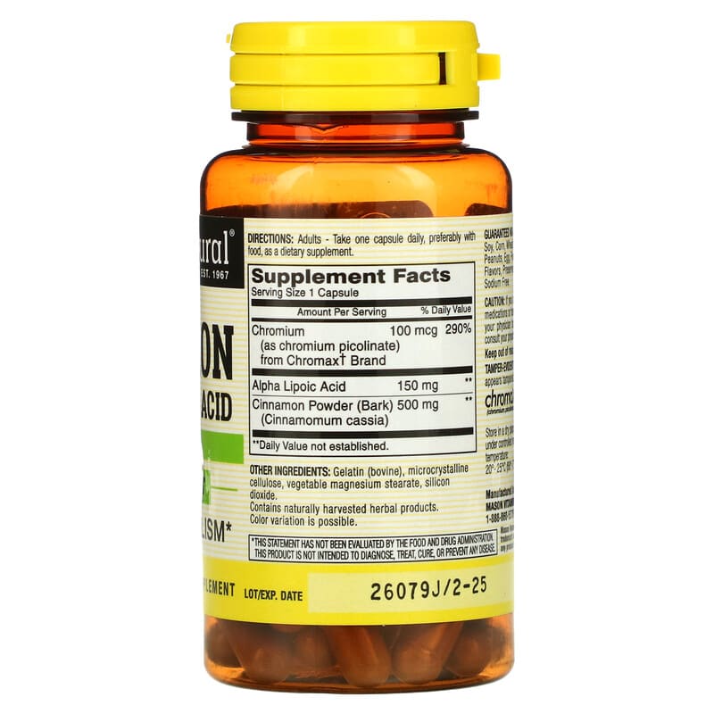 Mason Natural Cinnamon Alpha Lipoic Acid 60 Capsules 2 Thành phần vi chất của Mason Natural Cinnamon Alpha Lipoic Acid 60 Capsules 311845165558