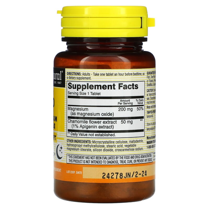 Mason Natural Eazzzy Sleep with Magnesium & Chamomile 60 Tablets 2 Thành phần vi chất của Mason Natural Eazzzy Sleep with Magnesium & Chamomile 60 Tablets 311845181756