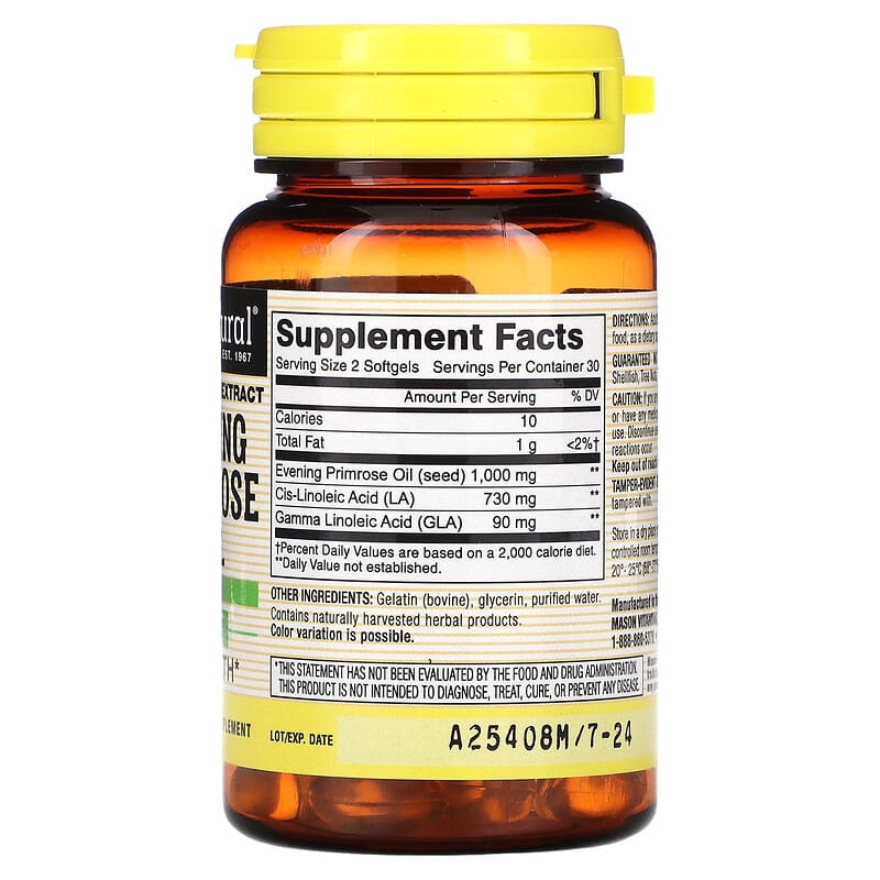 Mason Natural Evening Primrose Oil 60 Softgels 2 Thành phần vi chất của Mason Natural Evening Primrose Oil 60 Softgels 311845128454