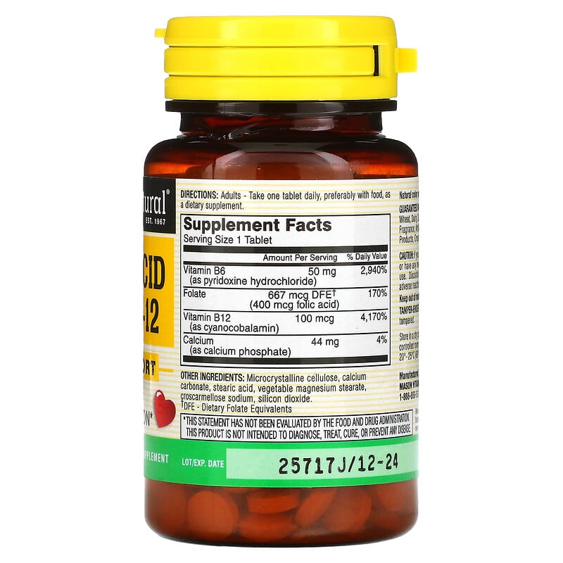 Mason Natural Folic Acid B6 & B12 90 Tablets 2 Thành phần vi chất của Mason Natural Folic Acid B6 & B12 90 Tablets 311845116994