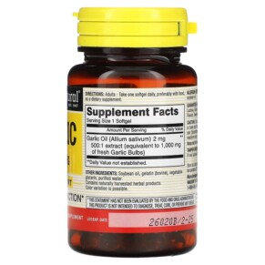 Thành phần vi chất của Mason Natural Garlic Oil 1.000 mg 100 Softgels 311845069917