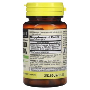 Thành phần vi chất của Mason Natural Ginkgo Biloba Standardized Extract 60 Capsules 311845128058