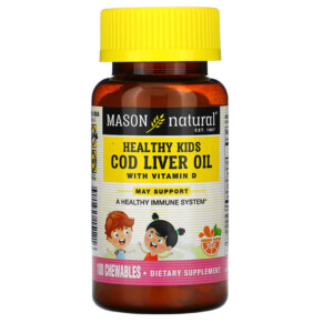 Thực phẩm chức năng Mason Natural Healthy Kids Cod Liver Oil with Vitamin D Orange 100 Chewables 311845151216