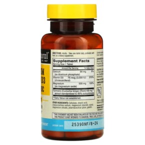 Thành phần vi chất của Mason Natural Magnesium & Vitamin D3 with Turmeric 60 Tablets 311845166357