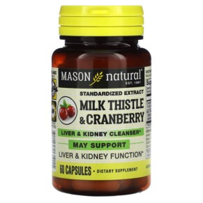 Thực phẩm chức năng Mason Natural Milk Thistle/Cranberry Standardized Extract Liver & Kidney Cleanser 60 Capsules 311845135155