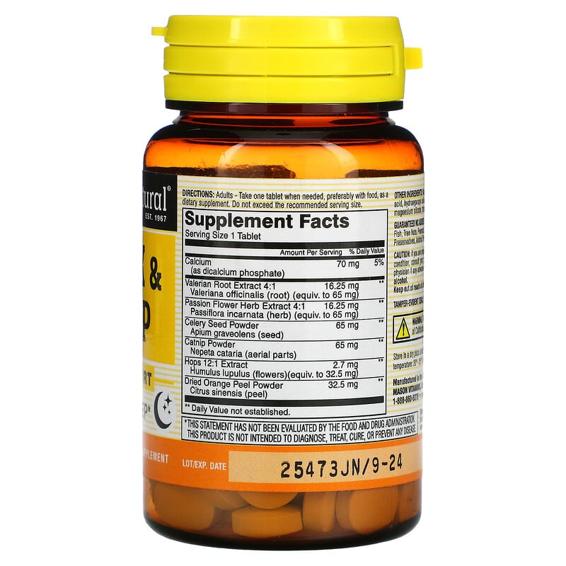 Mason Natural Relax & Sleep 90 Tablets 2 Thành phần vi chất của Mason Natural Relax & Sleep 90 Tablets 311845149893