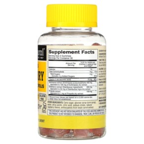 Thành phần vi chất của Mason Natural Sambucus Elderberry with Echinacea & Propolis Raspberry 60 Gummies 311845180759