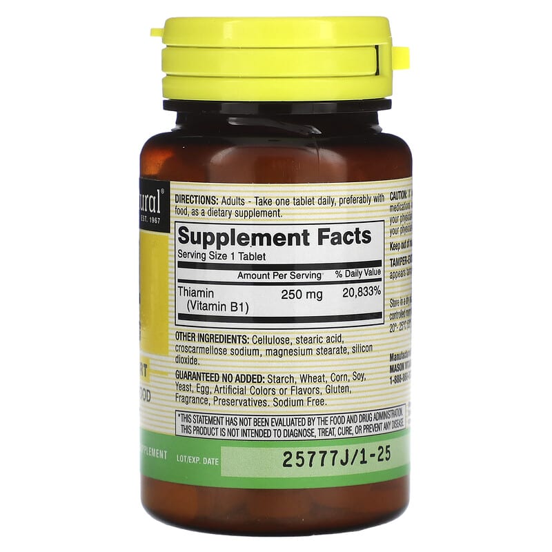 Mason Natural Vitamin B-1 250 mg 100 Tablets 2 Thành phần vi chất của Mason Natural Vitamin B-1 250 mg 100 Tablets 311845056610