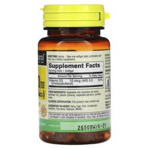 Thành phần vi chất của Mason Natural Vitamin D3 10 mcg (400 IU) 100 Softgels 311845118318