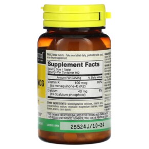 Thành phần vi chất của Mason Natural Vitamin K2 100 mcg 100 Tablets 311845176813