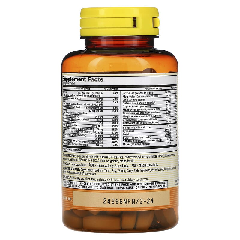 Mason Natural Vitrum 50+ Adult-Multi Iron Free 100 Tablets 2 Thành phần vi chất của Mason Natural Vitrum 50+ Adult-Multi Iron Free 100 Tablets 311845159717