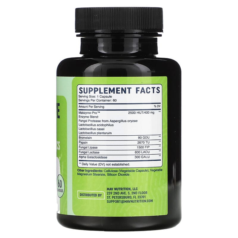 MAV Nutrition Digestive Enzymes with Powerful Probiotic Strains 60 Vegetable Capsules 2 Thành phần vi chất của MAV Nutrition Digestive Enzymes with Powerful Probiotic Strains 60 Vegetable Capsules 850018273039