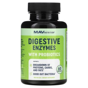 Thực phẩm chức năng MAV Nutrition Digestive Enzymes with Powerful Probiotic Strains 60 Vegetable Capsules 850018273039