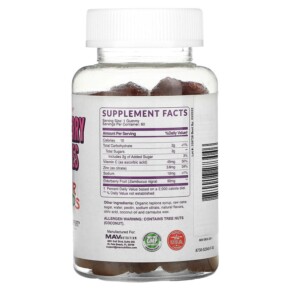 Thành phần vi chất của MAV Nutrition Elderberry Gummies For Kids Raspberry 60 Gummies 850018273046