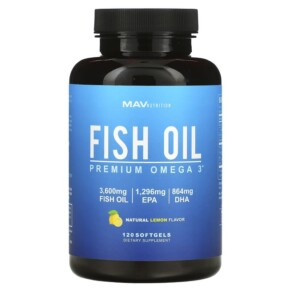 Thực phẩm chức năng MAV Nutrition Fish Oil Premium Omega 3 Natural Lemon 120 Softgels 850018273053