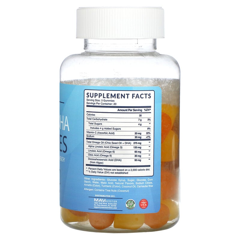 MAV Nutrition Omega + DHA Gummies Lemon & Orange 60 Vegetarian Gummies 2 Thành phần vi chất của MAV Nutrition Omega + DHA Gummies Lemon & Orange 60 Vegetarian Gummies 850018273121
