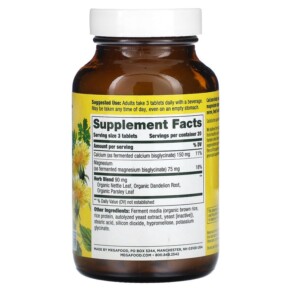 Thành phần vi chất của MegaFood Calcium & Magnesium 60 Tablets 051494102312