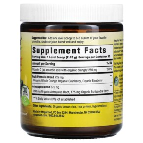 Thành phần vi chất của MegaFood Daily C-Protect Nutrient Booster Powder Unsweetened 2.25 oz (63.9 g) 051494601372