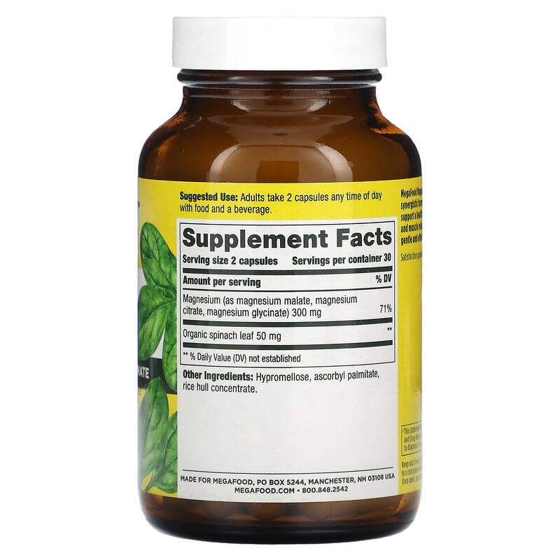 MegaFood Magnesium 300 mg 60 Capsules 2 Thành phần vi chất của MegaFood Magnesium 300 mg 60 Capsules 051494103968
