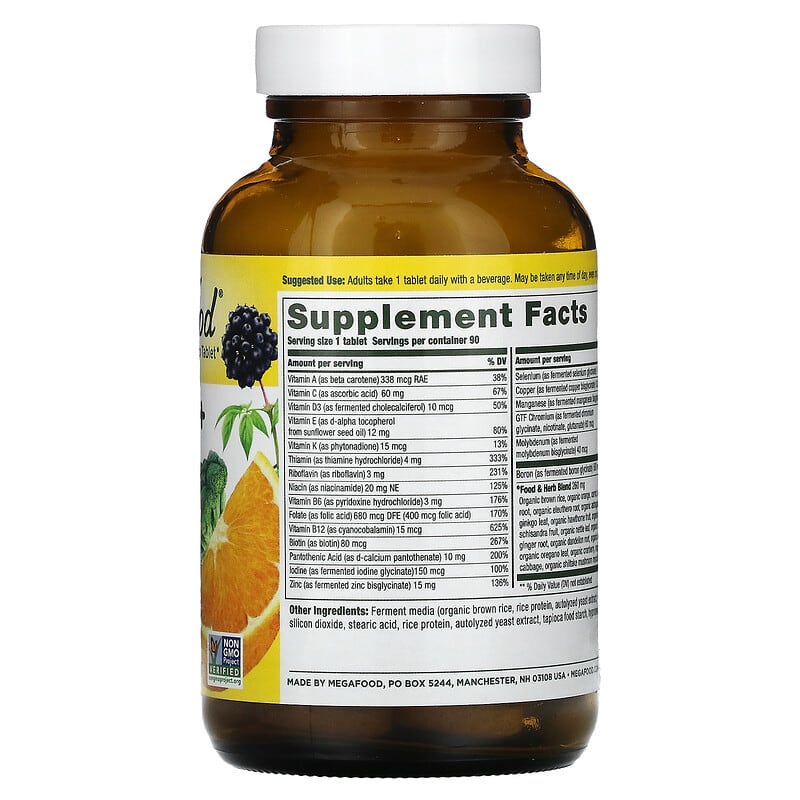 MegaFood Men's 40+ One Daily Multivitamin 90 Tablets 2 Thành phần vi chất của MegaFood Men's 40+ One Daily Multivitamin 90 Tablets 051494102701