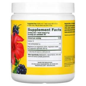 Thành phần vi chất của MegaFood Relax + Calm Magnesium Blackberry Hibiscus Oasis 7.05 oz (200 g) 051494601709
