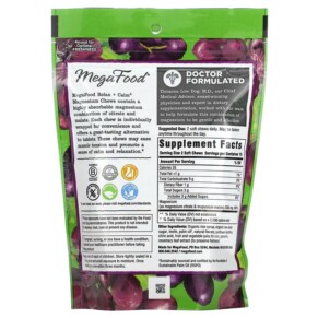 Thành phần vi chất của MegaFood Relax + Calm Magnesium Soft Chews Grape 30 Individually Wrapped Soft Chews 051494103999