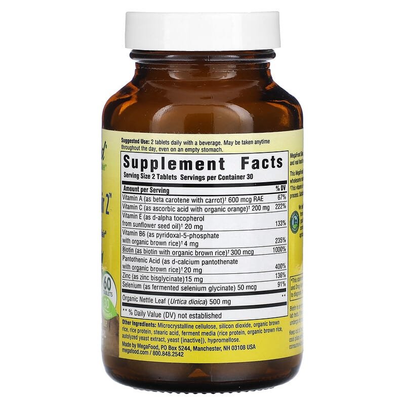 MegaFood Skin Nails & Hair 2 60 Tablets 2 Thành phần vi chất của MegaFood Skin Nails & Hair 2 60 Tablets 051494102800