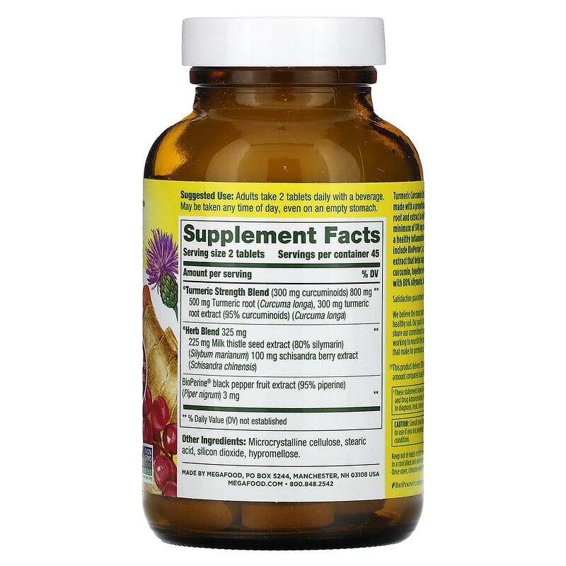 MegaFood Turmeric Curcumin Extra Strength Liver 150 mg 90 Tablets 2 Thành phần vi chất của MegaFood Turmeric Curcumin Extra Strength Liver 150 mg 90 Tablets 051494103074