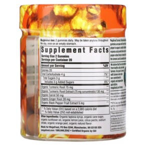 Thành phần vi chất của MegaFood Turmeric Inflammation Response 40 Gummies 051494104132