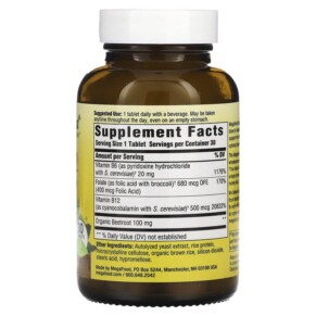 Thành phần vi chất của MegaFood Vegan B12 30 Tablets 051494120019