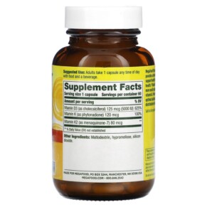 Thành phần vi chất của MegaFood Vitamin D3 125 mcg (5.000 IU) 60 Capsules 051494104385