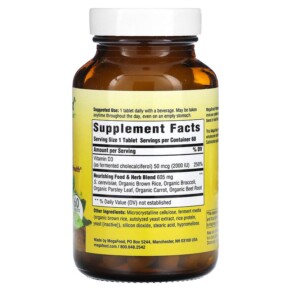 Thành phần vi chất của MegaFood Vitamin D3 50 mcg (2.000 IU) 60 Tablets 051494102213