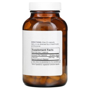 Thành phần vi chất của Metabolic Maintenance Di-Calcium Malate 250 mg 120 Capsules 838287004035