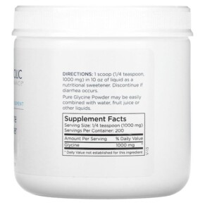 Thành phần vi chất của Metabolic Maintenance Glycine Powder 7 oz (200 g) 838287001201