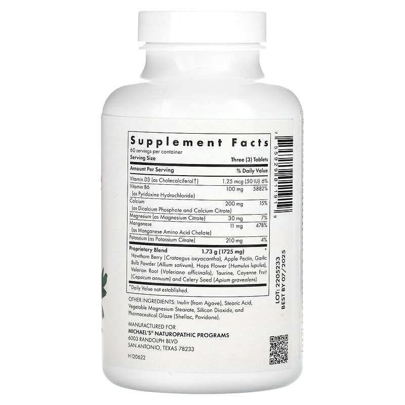 Michael's Naturopathic Blood Pressure Factors 180 Vegetarian Tablets 2 Thành phần vi chất của Michael's Naturopathic Blood Pressure Factors 180 Vegetarian Tablets 755929011919