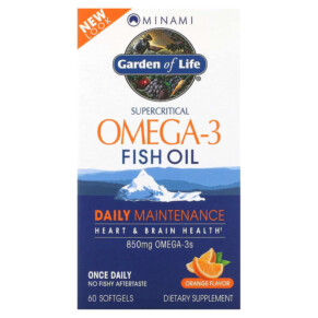 Thực phẩm chức năng Minami Nutrition Garden of Life Supercritical Omega-3 Fish Oil Orange 850 mg 60 Softgels 5425018610013