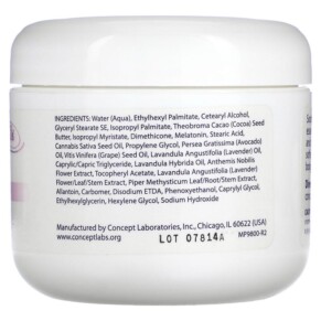 Thành phần vi chất của Miracle Plus Melatonin Sleep Cream With Lavender & Chamomile 4 oz (113 g) 819265006203