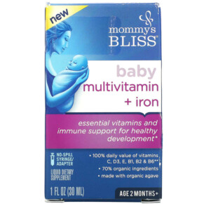 Thực phẩm chức năng Mommy's Bliss Baby Multivitamin + Iron Ages 2 Months Grape 1 fl oz (30 ml) 679234056147