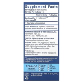 Thành phần vi chất của Mommy's Bliss Baby Probiotic Drops Everyday Digestive Health Newborn+ 0.34 fl oz (10 ml) 679234055515